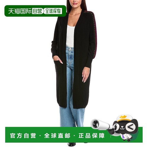 自营brodie cashmereBrodie羊绒星尘长款开襟羊毛衫-黑色 美国奥