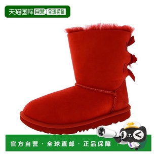 美国直邮 女童内衬绒面革冬季 UGG 靴厚底保暖秋冬靴子 Bow