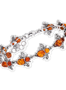 自营 Ross-Simons Amber Bumblebee Bracelet in Sterling Silver