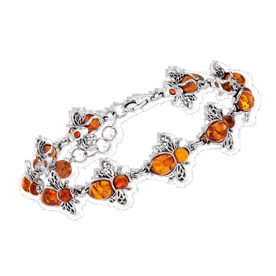 自营Ross-Simons Amber Bumblebee Bracelet in Sterling Silver