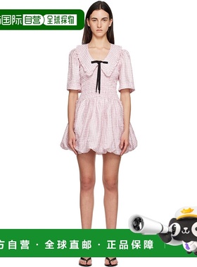 1h可退 香港直邮GANNI 甘尼 女士 粉色 Check Smock 连衣裙 W0603