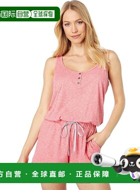 自营THRIVE SOCIETE Henley Romper Women's  Heather Coral Reef