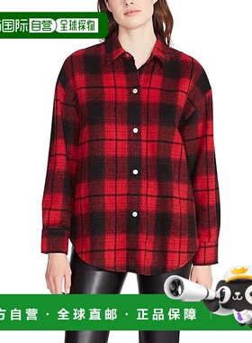 自营 Steve Madden Sophia Shacket女式红黑格子纽扣经典JDM836-