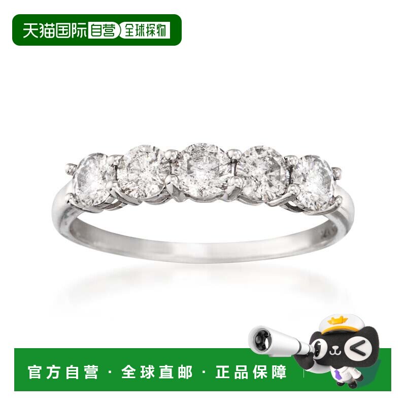 自营14kt 白金 Ross-Simons 钻石 5 石戒指 - 白色 美国奥莱直发