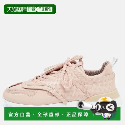自营Tod's Pink Perforated Leather Fringed Low Top Sneakers -