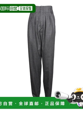 自营Isabel Marant Pleated High Waist Straight Pants in Grey