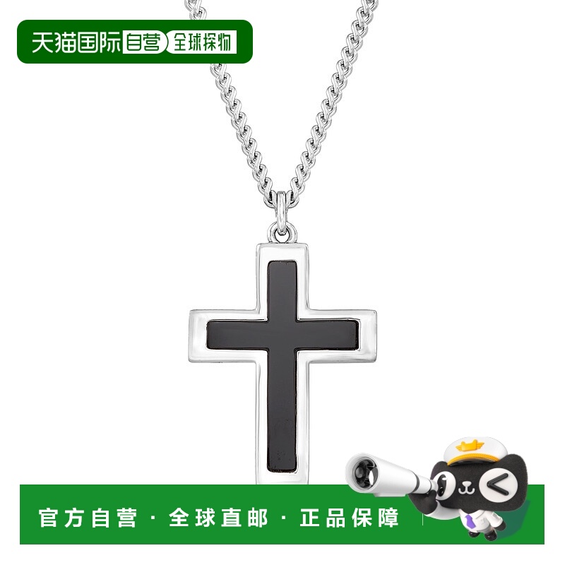 自营Ross-Simons 男士黑玛瑙和纯银十字架吊坠项链 - 24 英寸 美