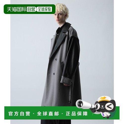 1h可退 日本直邮HARE 男装 皮革拼接长款大衣 450942