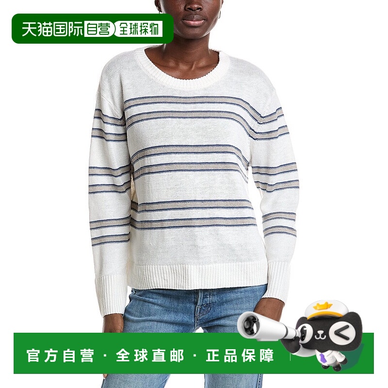 自营kinross cashmereKinross Striped Linen Sweater - white 美
