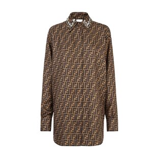 Fendi 长袖短款衬衫领连衣裙 FDC984A8G3