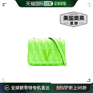 美 Virtus 新款 亮绿色 绿色 VERSACE 绗缝漆皮斜挎包盖包