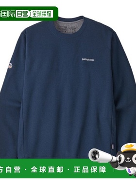 自营欧洲直邮PATAGONIA FITZ ROY ICON藏蓝色再生聚酯圆领卫衣男