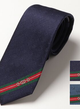GUCCI古驰 男士领带真丝提花GG标志马衔扣 WEEP 624057 4E002