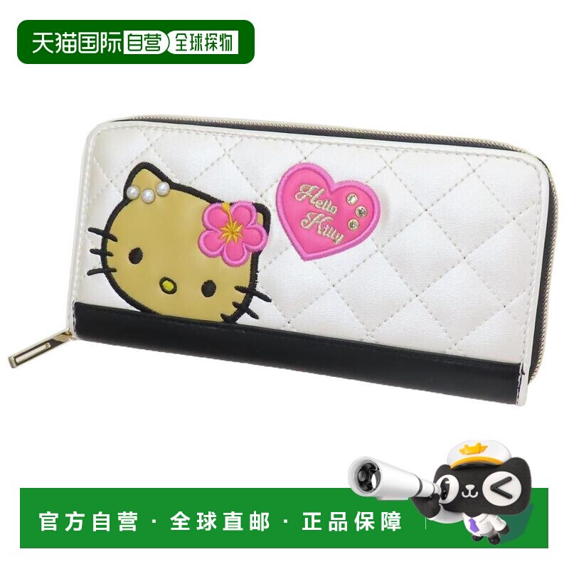 日本直邮女士圆形拉链长款钱包Hello Kitty 贴布图案日晒图案Sanr