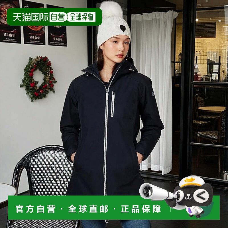 自营欧洲直邮Helly Hansen 女士海军蓝聚酰胺贝尔法斯特长冬季夹