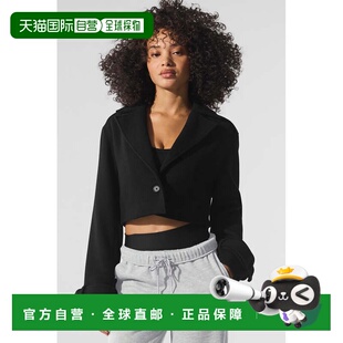 香港直邮alo yoga 翻领纯色短款宽松长袖风衣 女款 黑色w4627r