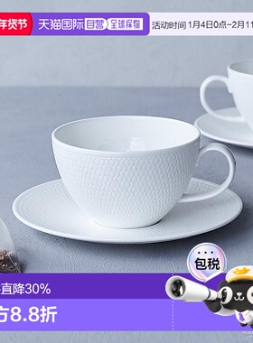 日潮跑腿GIO茶杯和茶碟直径10.5cm容量340ml白色陶瓷精致正品