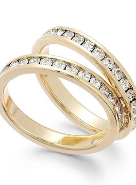 Charter Club|镀银或镀金玻璃石双环戒指