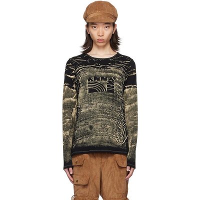 美国直邮Anna sui安娜苏男士T恤长袖圆领徽标上装 简约时尚男装