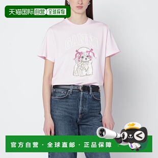 浅粉色带Logo印花T恤 1h可退 女士 甘尼 A10500621 香港直邮GANNI