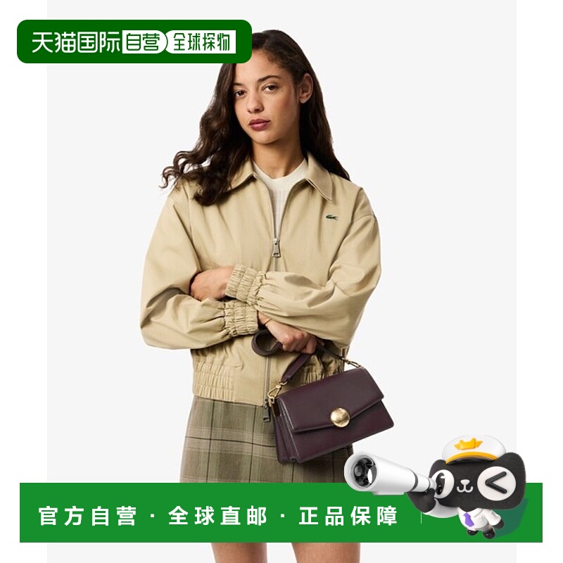 日潮跑腿LACOSTE法国鳄鱼 Tennis Bliss 中号皮革双肩包两用款女