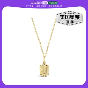 sterling foreverHexagon Tag Initial Necklace - gold-a 【美国