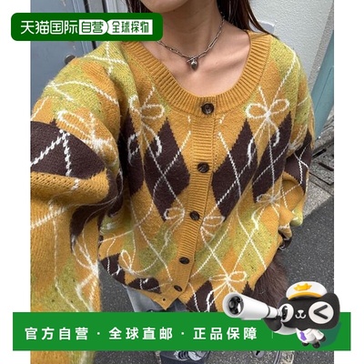 1h可退 日本直邮官方授权 CIAOPANIC 蝴蝶结菱格针织开衫