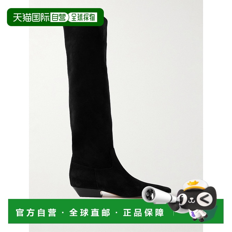 1h可退 香港直邮KHAITE 女士 方头长筒靴 F1071726 black黑色 舒