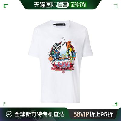 香港直邮LOVE MOSCHINO 男士白色棉质短袖圆领T恤 M47321D-M3517-