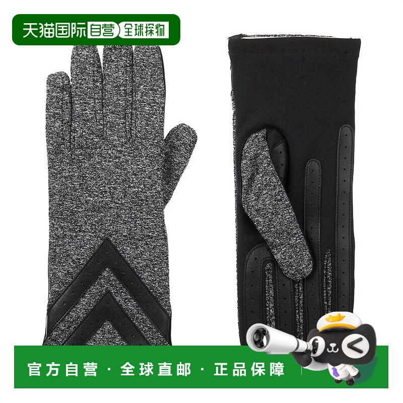 自营 isotoner女士 Smartdri Chevron 弹力触屏手套（黑色混色）