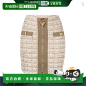 香港直邮Balmain 巴尔曼 女士 1h可退 粗花呢迷你半身裙 AF1LB012