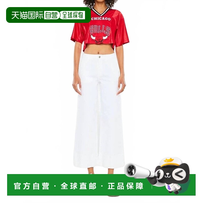 自营Kancan Stacy High Rise Cropped Wide Leg Jeans In White -