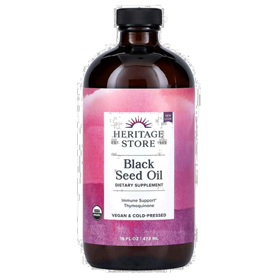 香港直发Heritage Store黑草籽油粘稠补充营养物质480ml血压天然
