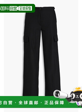 1h可退 香港直邮Sandro 女士 绉纱工装裤 SFPPA01484BLACK休闲裤