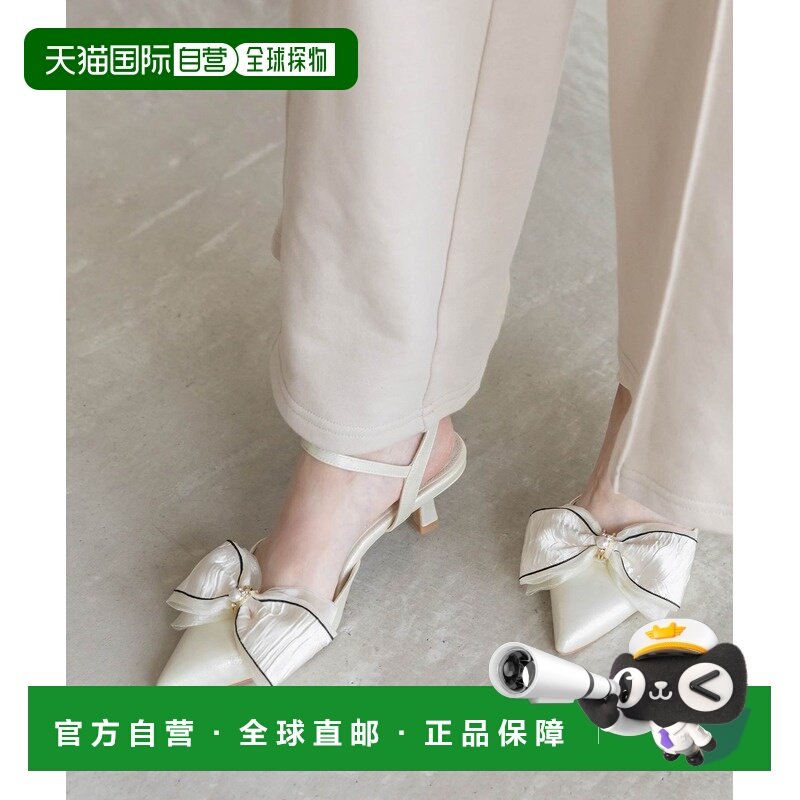 日本直邮RANDA 女装 2WAY配色缎面金属风中跟单鞋 可拆卸蝴蝶结,女鞋,浅口单鞋,淘宝优惠券,粉丝福利购,淘宝优惠卷