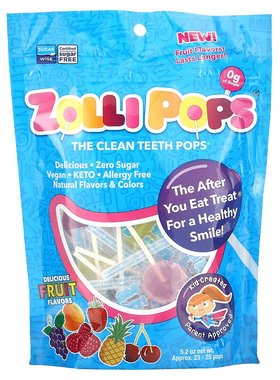 香港直发Zollipops洁牙棒棒糖缤纷水果味健康清洁牙齿149g