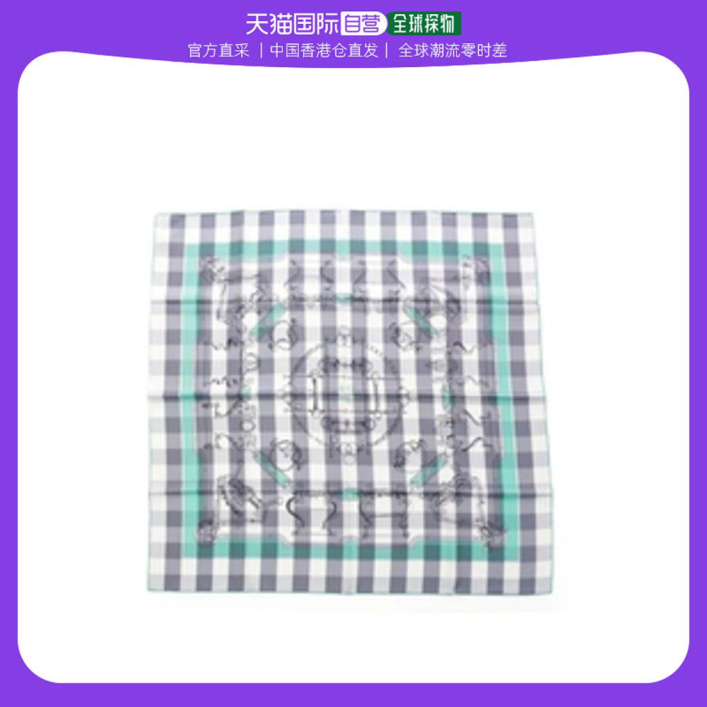 香港直发hermes爱马仕女士围巾黑白色格纹印花图案h003206s16
