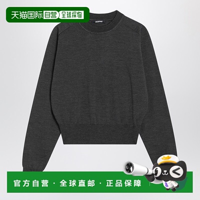 香港直邮Jacquemus 女士 灰色羊毛带Logo刺绣毛衣 25HSWW00632AK0