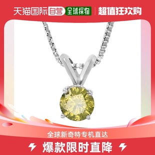 jewels0.80 Pendant Diamond Solitaire Yellow 14K vir Whi cttw