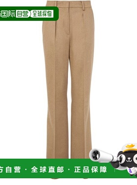 自营欧洲直邮MAXMARA麦丝玛拉 Carbone女士驼色驼毛微喇拉链直筒