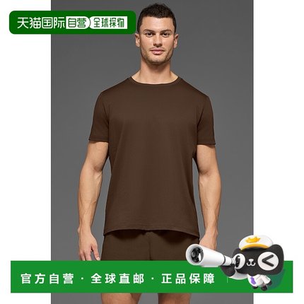 香港直邮alo yoga Conquer 纯色圆领透气舒适短袖网球T恤 男款