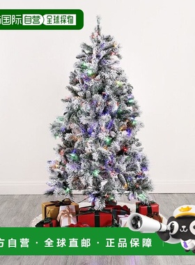 自营 safavieh5.5 英尺，磨砂绿色，带松果的预照明人造圣诞树 -