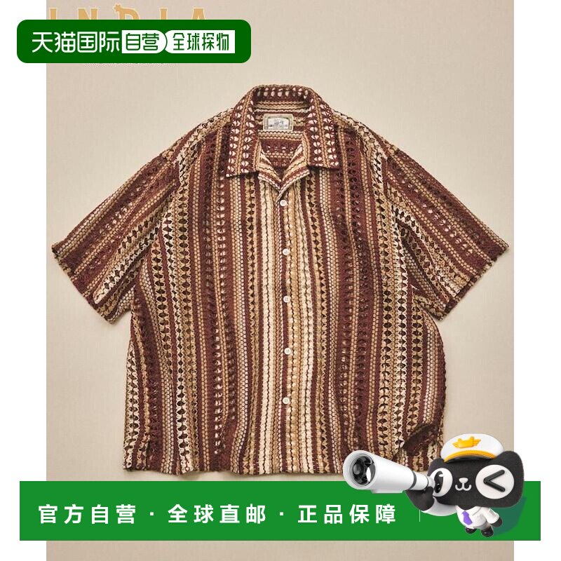 1h可退 日本直邮FREAK'S STORE 男装 印度产镂空提花短袖衬衫 100