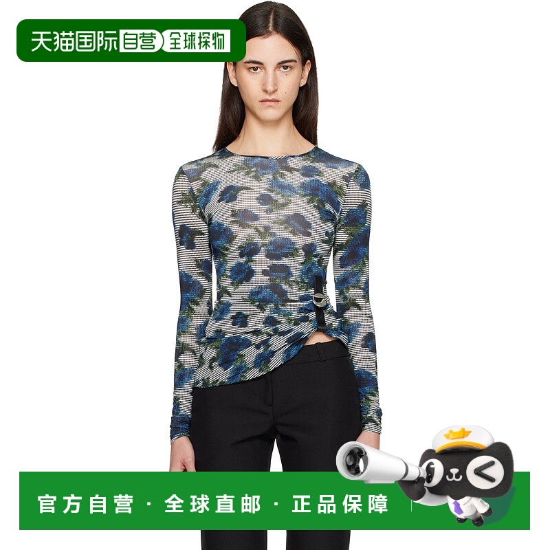 香港直邮Coperni 女士 蓝色 & 白色 Suspended ASCII T 恤 COPT10