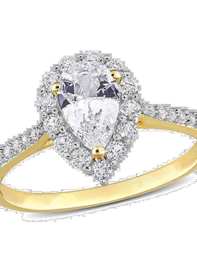 自营 mimi & max1 7/8 CT TGW 打造的白色蓝宝石光环泪滴形戒指镀