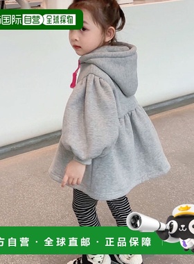 1h可退 日本直邮lulu noix 儿童加厚连帽卫衣裙 裏起毛保暖冬装 N
