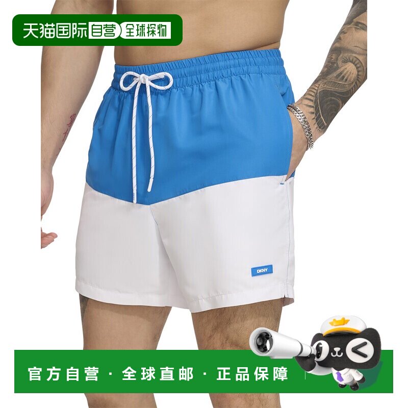 自营DKNY Modern Euro Swim Trunk - blue 美国奥莱直发短裤泳裤