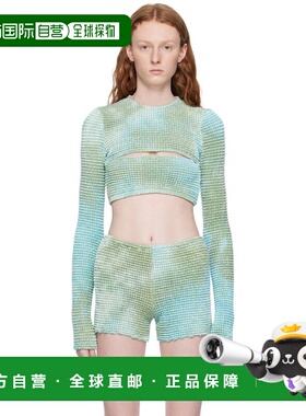 1h可退 香港直邮off-white 女士 蓝色 Double 长袖 T恤 OWAD216S2