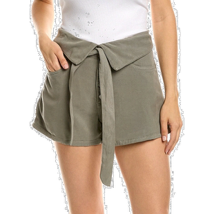 自营 LE JEAN 翻折腰短裤 - 绿色 美国奥莱直发