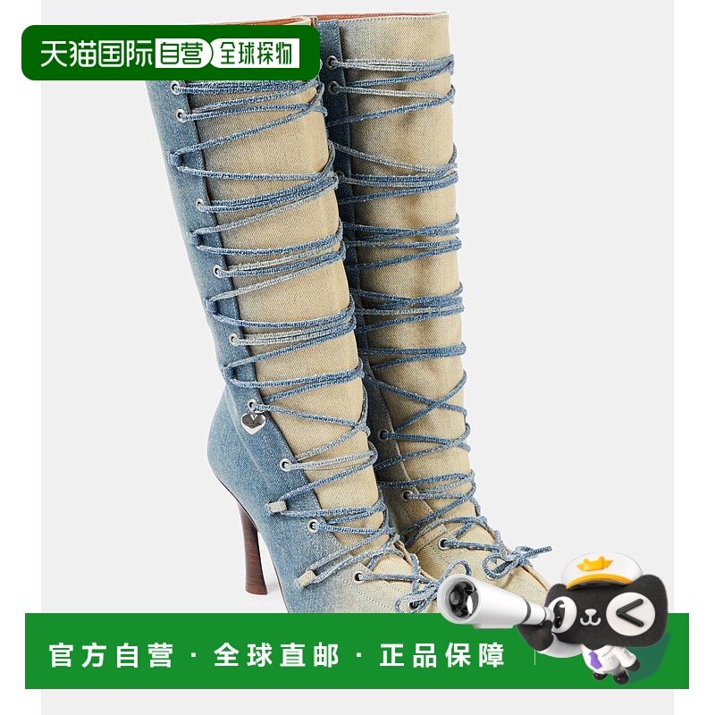 1h可退 香港直邮Acne Studios 艾克妮 女士 Bitten 牛仔布及膝靴,女鞋,时装靴,淘宝优惠券,粉丝福利购,淘宝优惠卷